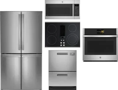 5 Piece Package Includes Refrigerator, Cooktop, Wall Oven, Microwave And Dishwasher